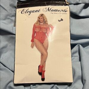 Elegant Moments Vibrant Red Lace Bodysuit & Anklet set.